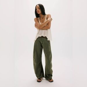 YFB Olive Green Wide-Leg Utility Pants